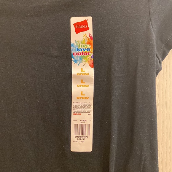 Large Kids Hanes black crew neck t-shirt - Picture 4 of 4